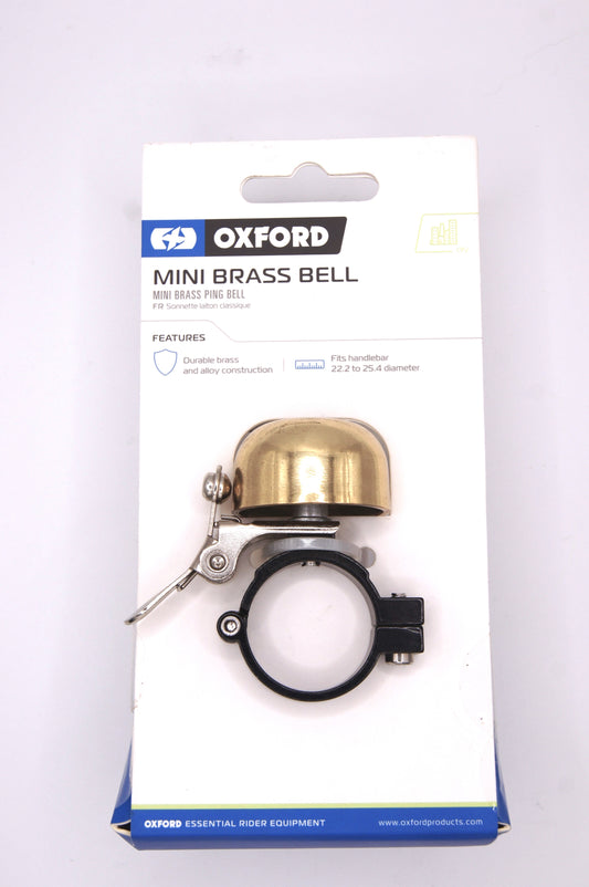 Oxford Mini Ping Brass Bicycle Bell with Alloy Clamp.