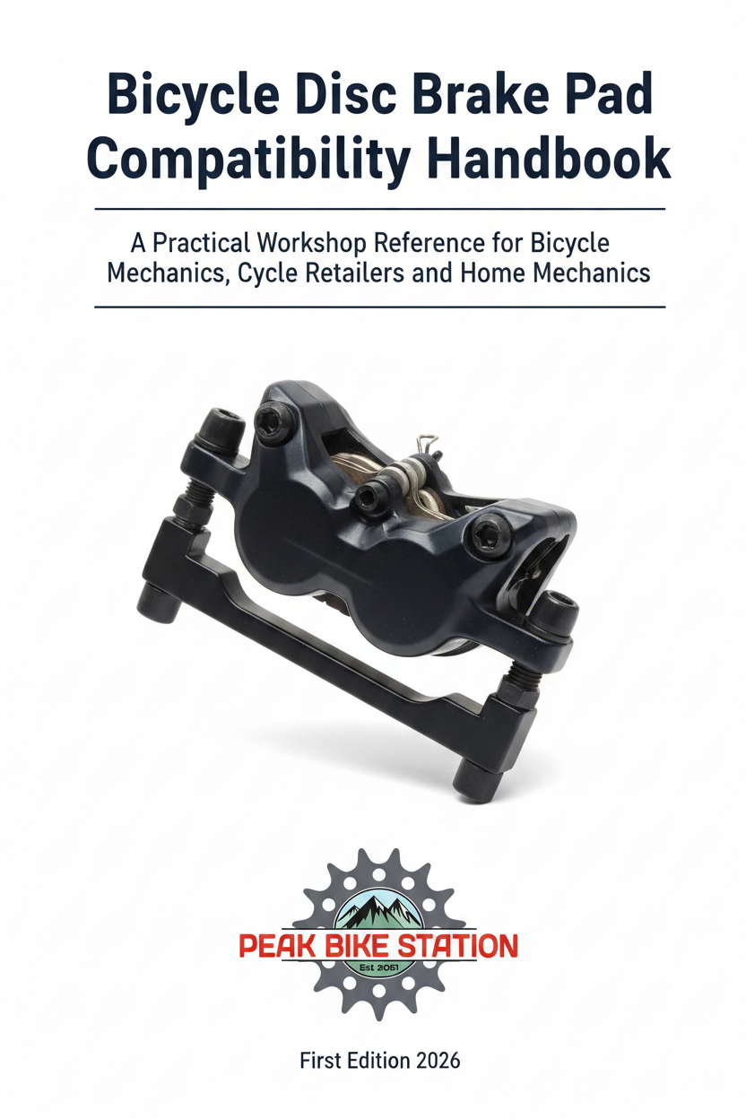 Bicycle Disc Brake Pad Compatibility Handbook cover — Peak Bike Station